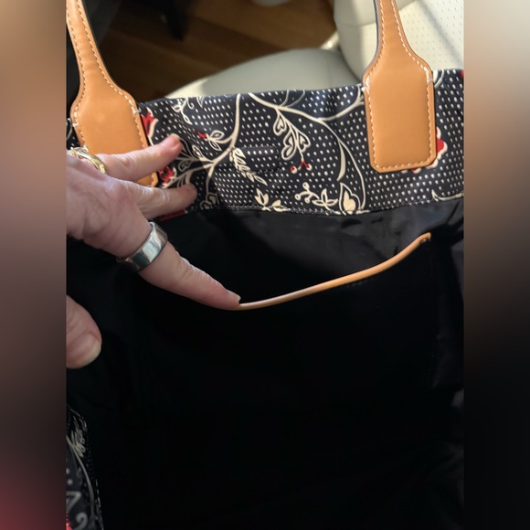 Tory Burch Ella Floral Tote - Navy and Red - Picture 9 of 15